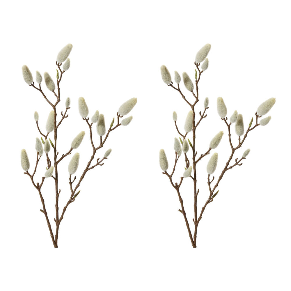 2PK E Style Magnolia Bud Branch Realistic Artificial Flower Cream Brown 76cm