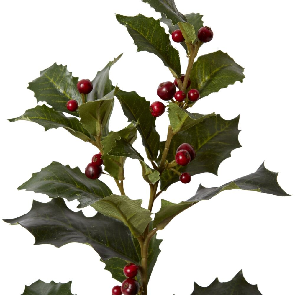 2PK E Style Holly Spray Realistic Artificial Flower Plastic Red Green 74cm