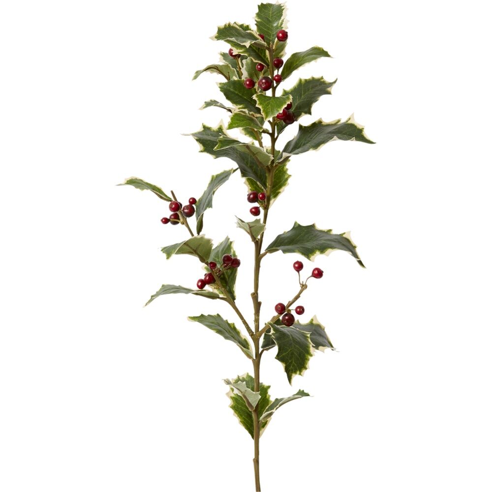 4PK E Style Holly Spray Realistic Artificial Flower Plastic Red 20x20x74cm