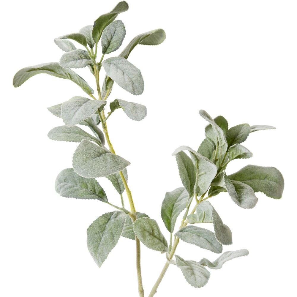 4PK E Style Lambs Ear Leaf Spray Realistic Artificial Flower Grey Green 72cm