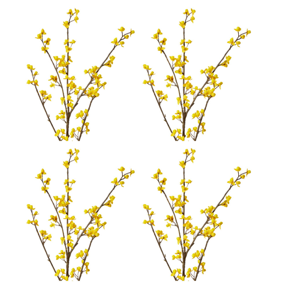 4PK E Style Autumn Berry Branch Realistic Artificial Flower Plastic Yellow 81cm