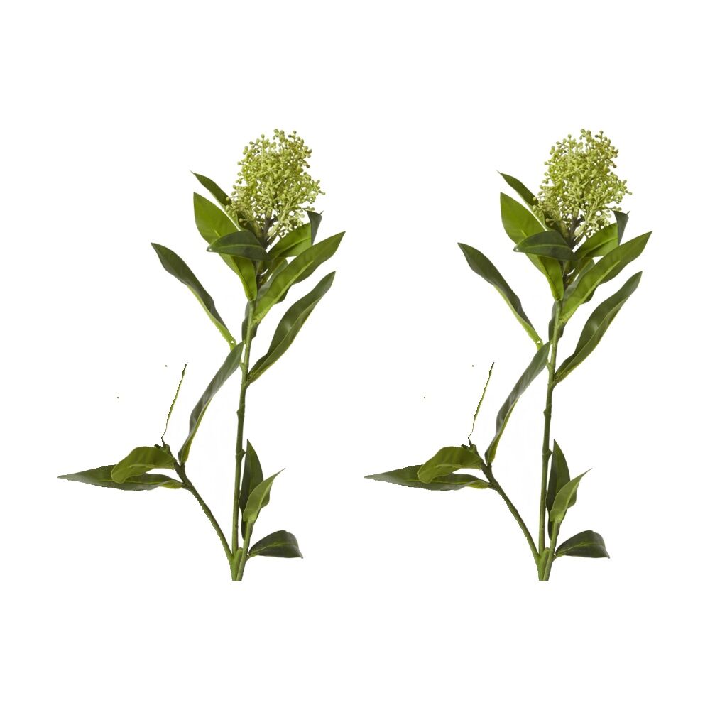 2PK E Style Skimmia Spray Realistic Artificial Flower Plastic Light Green 72cm