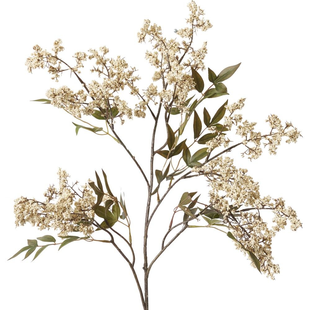 2PK E Style Pepper Berry Spray Realistic Artificial Flower Cream 45x24x110cm