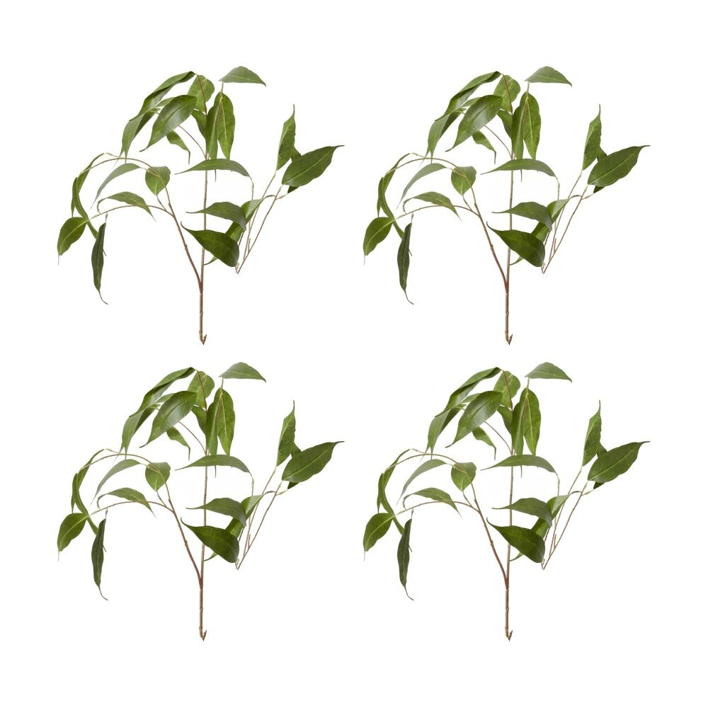 4PK E Style Eucalyptus Leaf Spray Realistic Artificial Flower Green 46x34x91cm