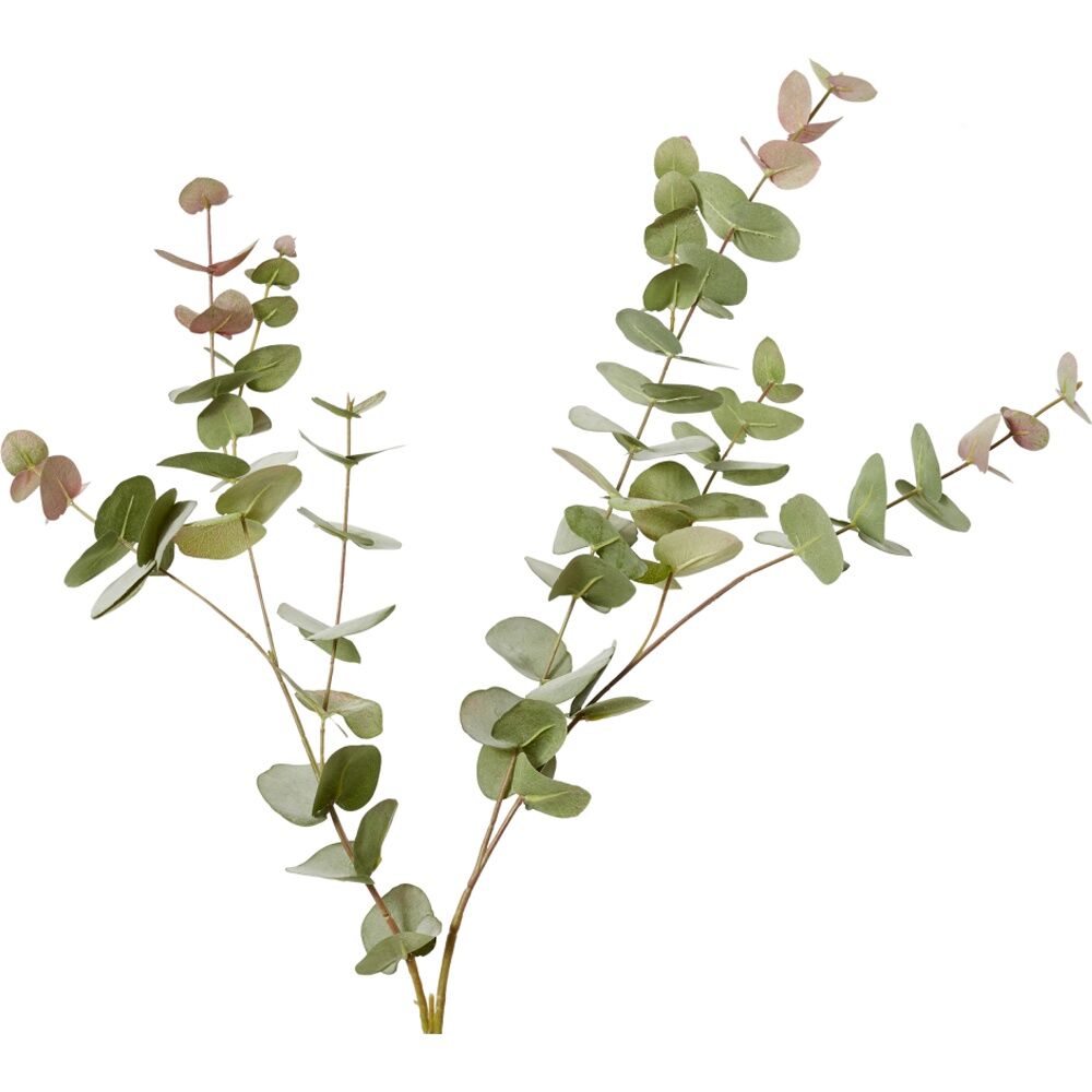 2PK E Style Eucalyptus Leaf Spray Realistic Artificial Flower Pink Green 102cm