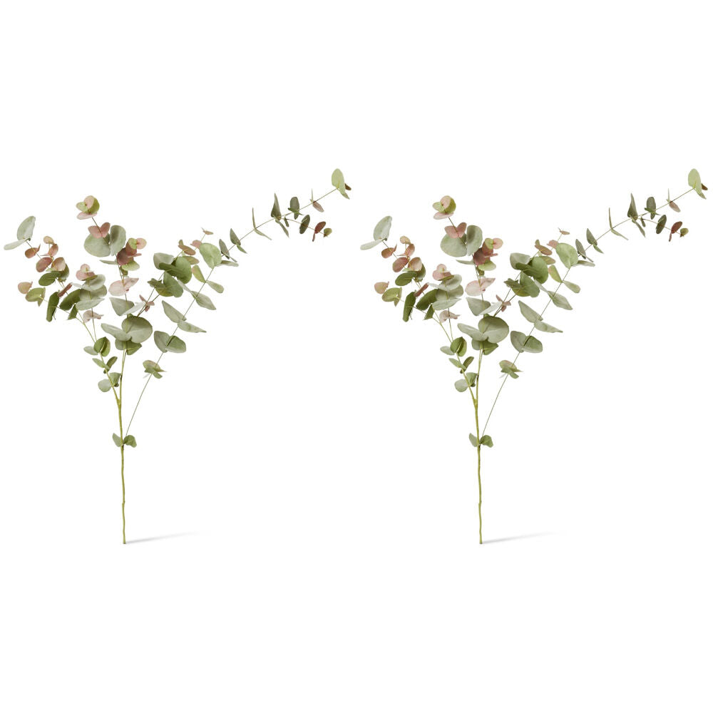 2PK E Style Eucalyptus Leaf Spray Realistic Artificial Flower Pink Green 119cm