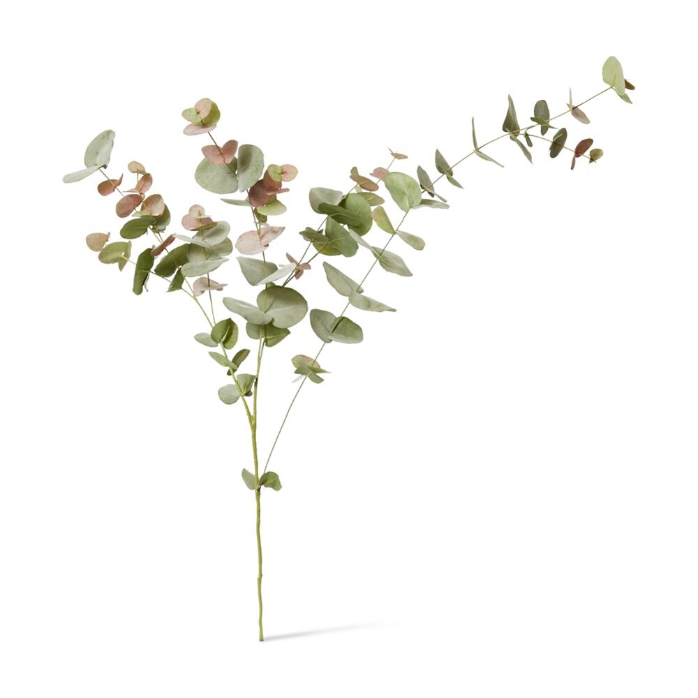 2PK E Style Eucalyptus Leaf Spray Realistic Artificial Flower Pink Green 119cm