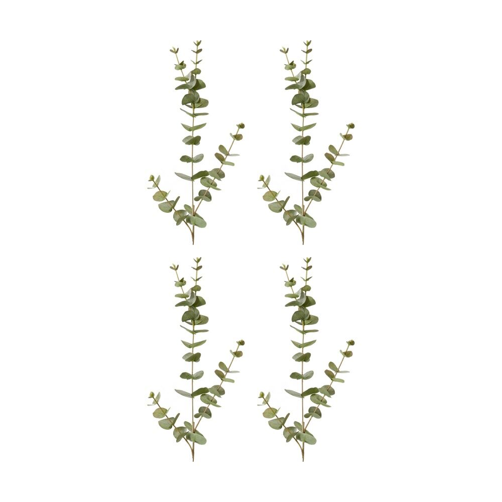 4PK E Style Eucalyptus Spray Realistic Artificial Flower Grey Green 14x10x81cm