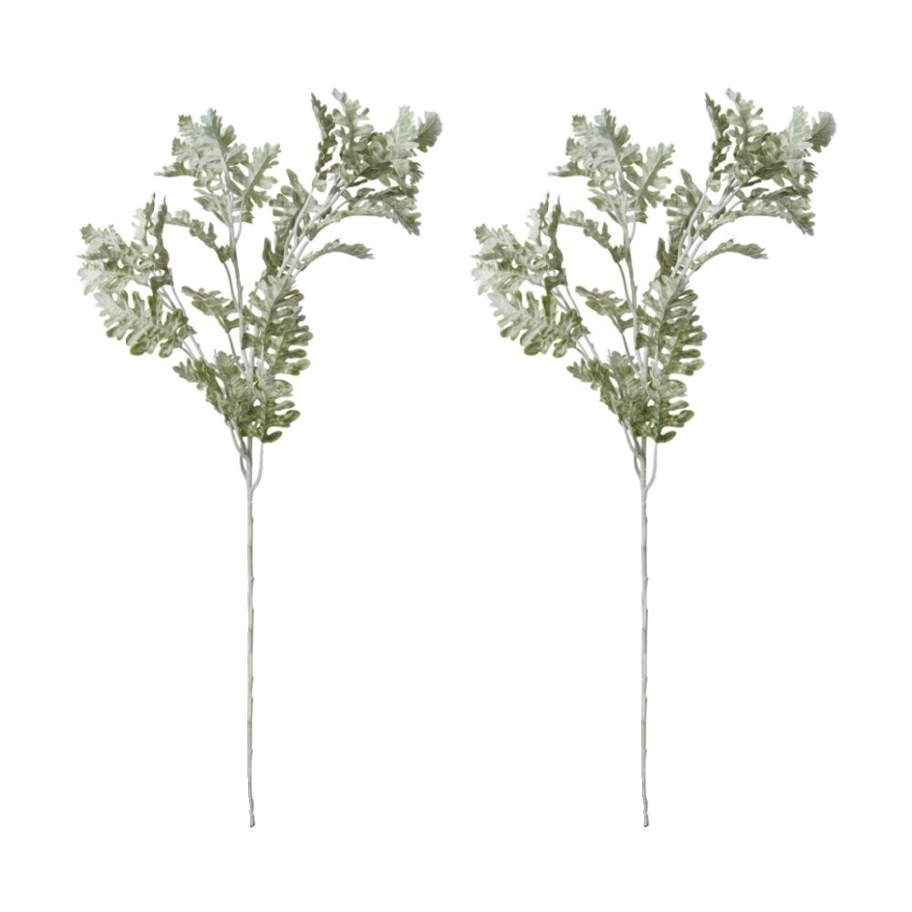 2PK E Style Dusty Miller Spray Realistic Artificial Flower Grey 28x24x81cm