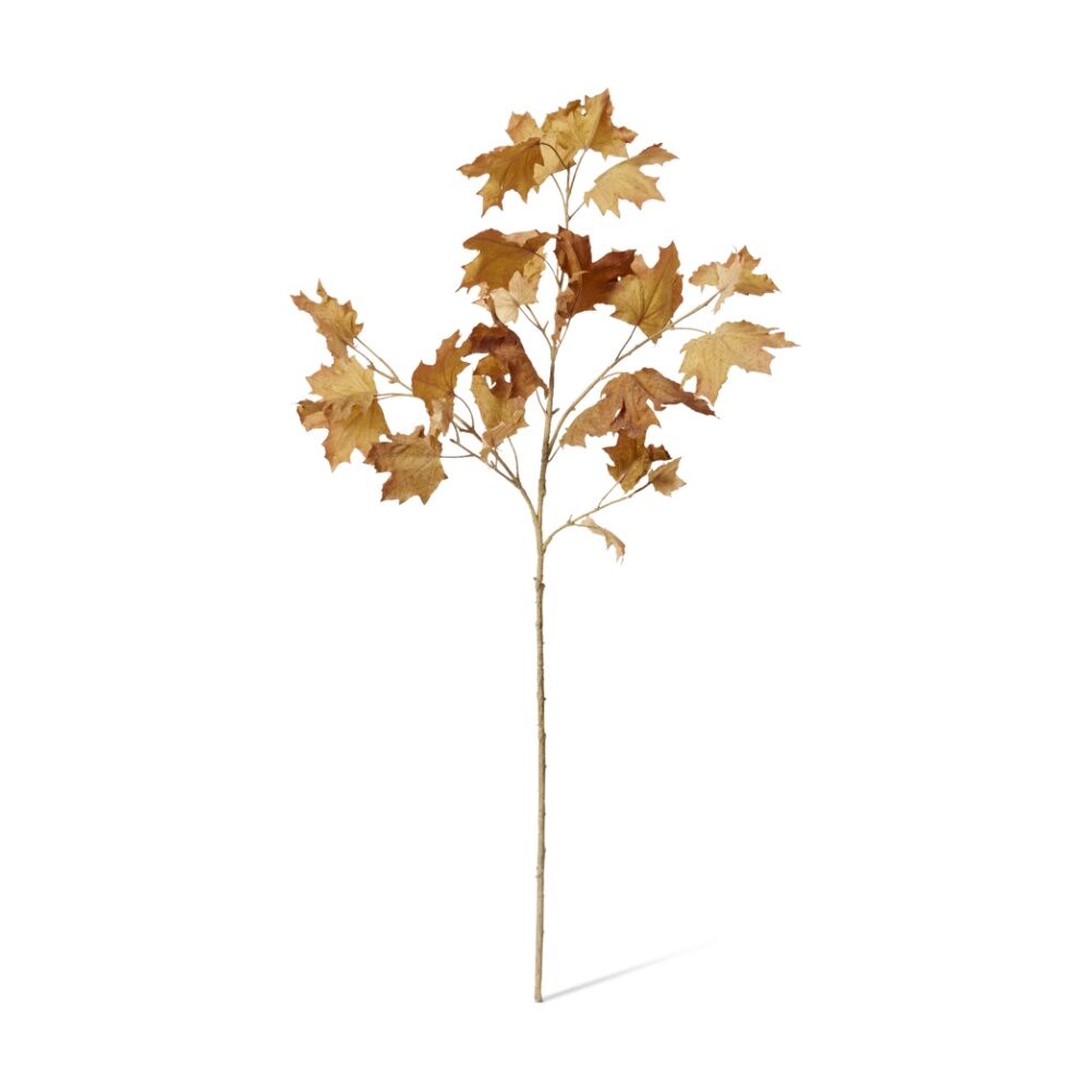 4PK E Style Maple Autumn Leaf Branch Realistic Artificial Flower Brown 112cm