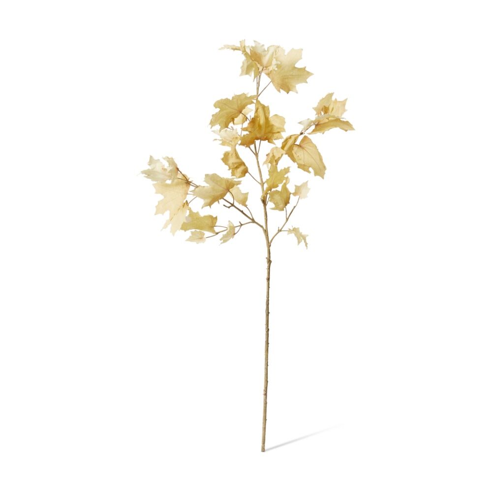 2PK E Style Maple Autumn Leaf Branch Realistic Artificial Flower Cream 112cm