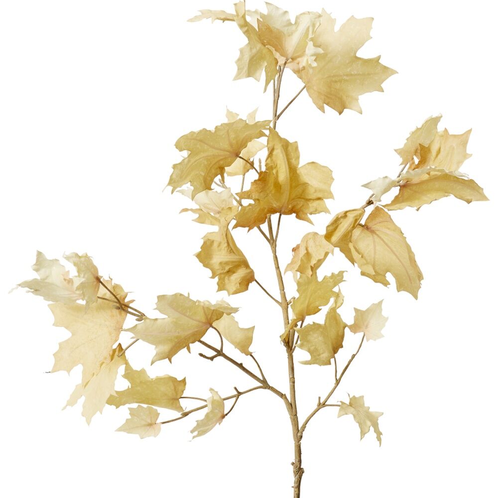 2PK E Style Maple Autumn Leaf Branch Realistic Artificial Flower Cream 112cm