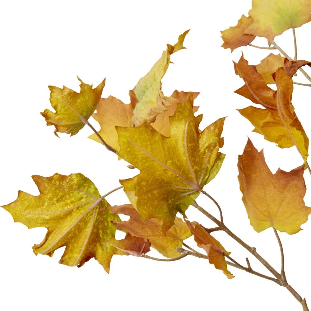 E Style Maple Autumn Leaf Branch Realistic Artificial Flower Yellow 112cm