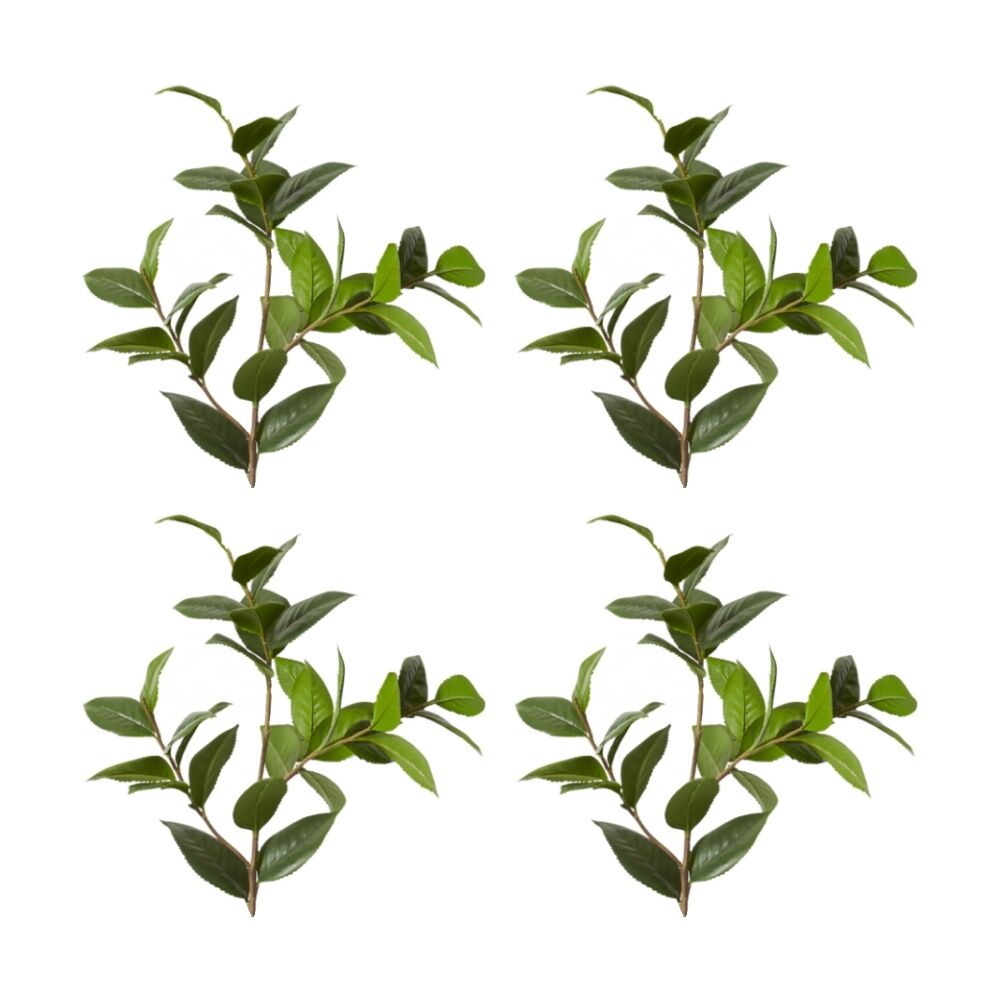 4PK E Style Camellia Leaf Spray Realistic Artificial Flower Green 28x28x84cm