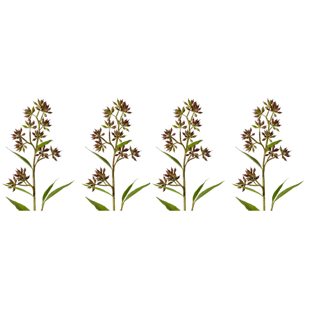 4PK E Style Eucalyptus Jarrah Seed Spray Realistic Artificial Flower Burgundy