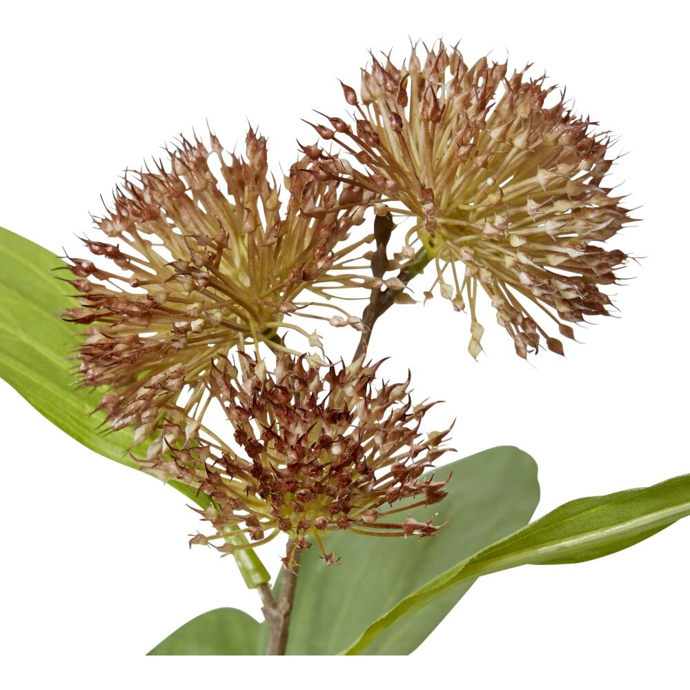 4PK E Style Sweet Gum Pom Spray Realistic Artificial Flower Brown 71cm