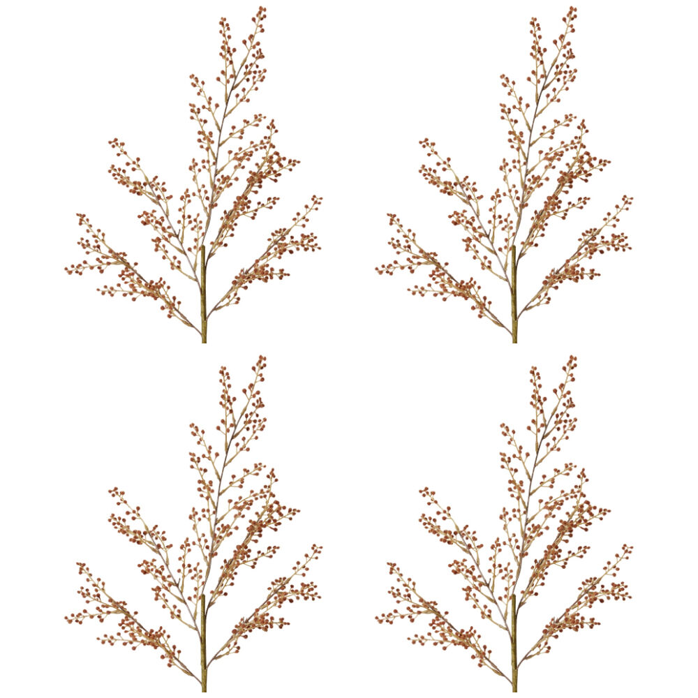 4PK E Style Willow Mini Spray Realistic Artificial Flower Plastic Rust 85cm