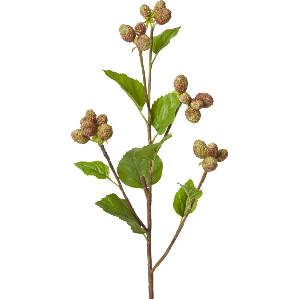 2PK E Style Mulberry Spray Realistic Artificial Flower Green Brown 66cm