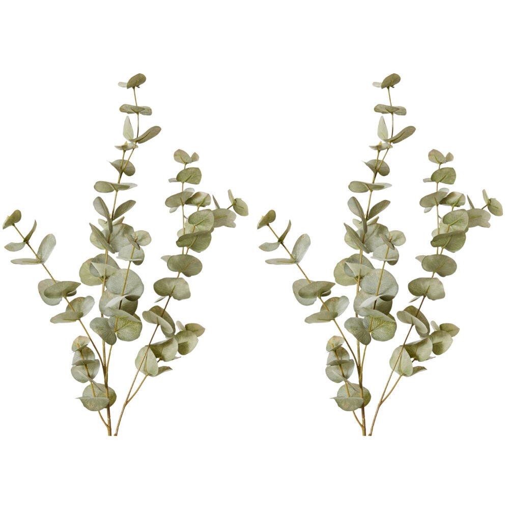 2PK E Style Eucalyptus Spray Realistic Artificial Flower Grey Green 28x13x99cm