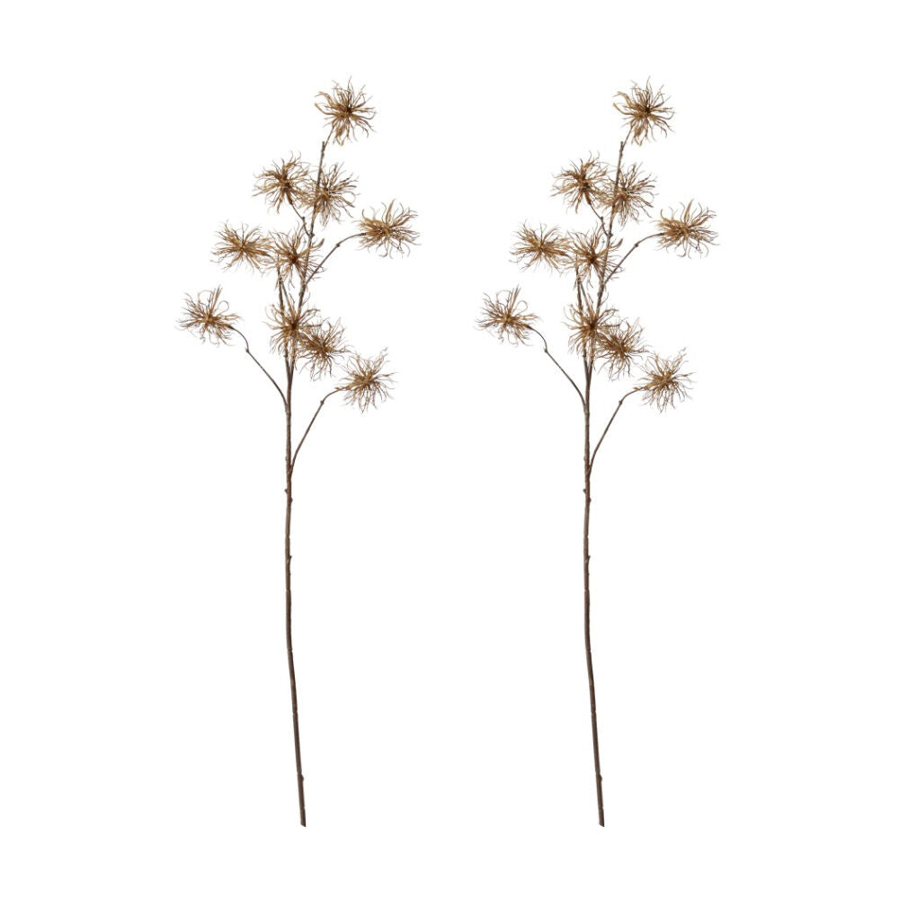 2PK E Style Thistle Wild Spray Artificial Flower Stem Brown 34x26x99cm