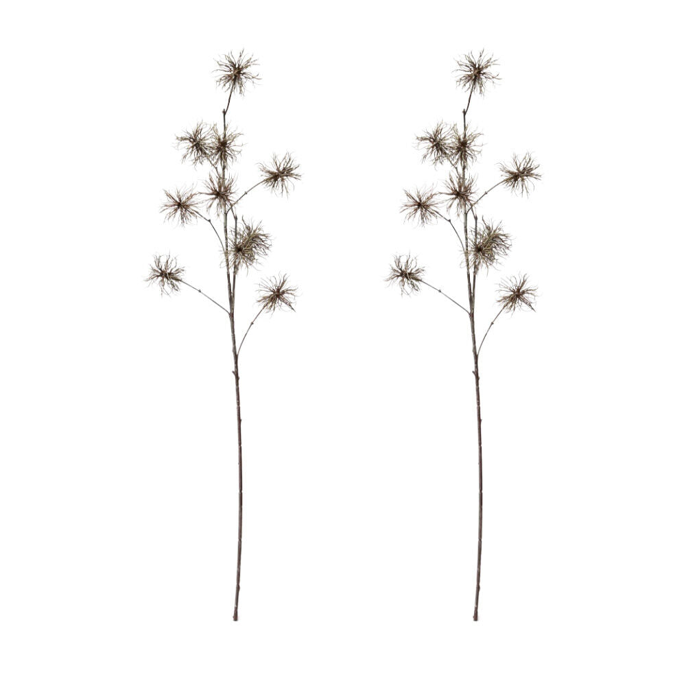 2PK E Style Thistle Wild Spray Artificial Flower Stem Dark Brown 34x26x99cm