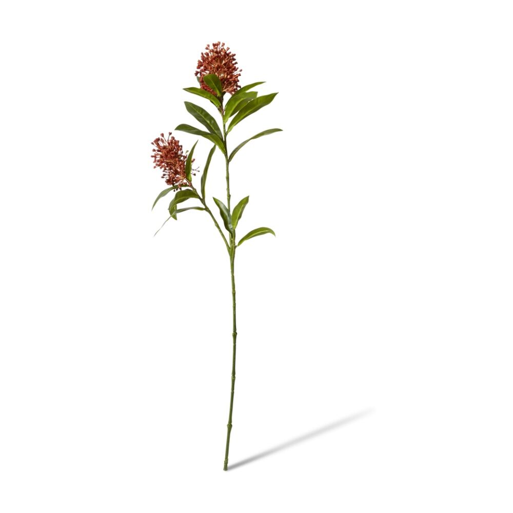 2PK E Style Skimmia Spray Artificial Flower Stem Decor Red 22x18x72cm