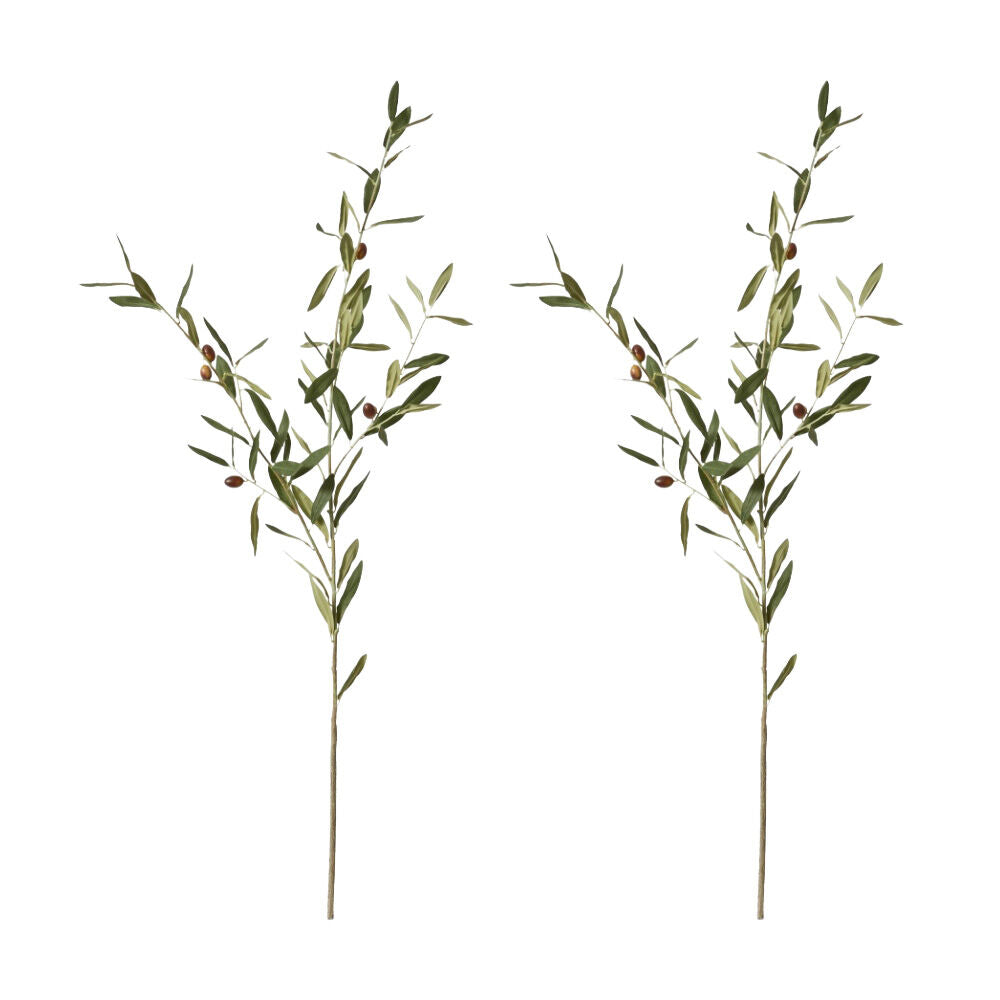 2PK E Style Olive Spray Artificial Plant Flower Stem Grey Green 30x50x103cm