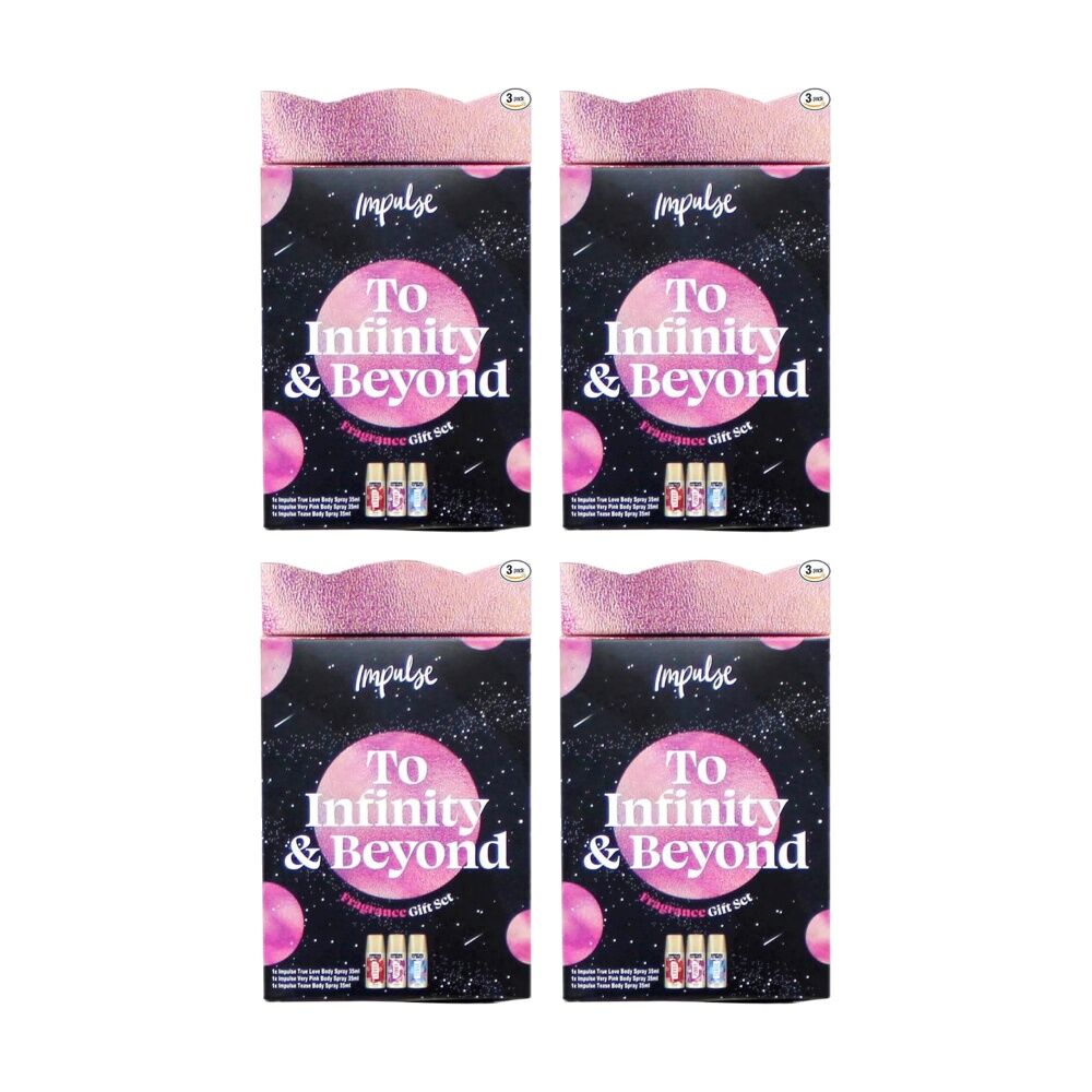 4x 3pc Impulse To Infinity & Beyond Fragrance Gift Set Body Spray 35ml