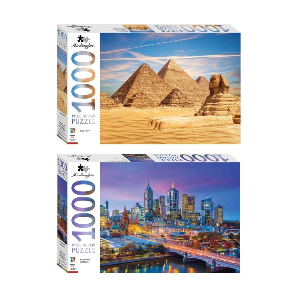 1000 pc Hinkler Mindbogglers Egypt & Melbourne Australia Jigsaw Puzzle