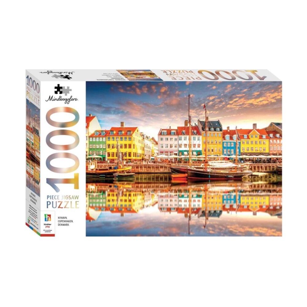 1000 pc Hinkler Mindbogglers Nyhavn Denmark Jigsaw Puzzle Enthusiasts