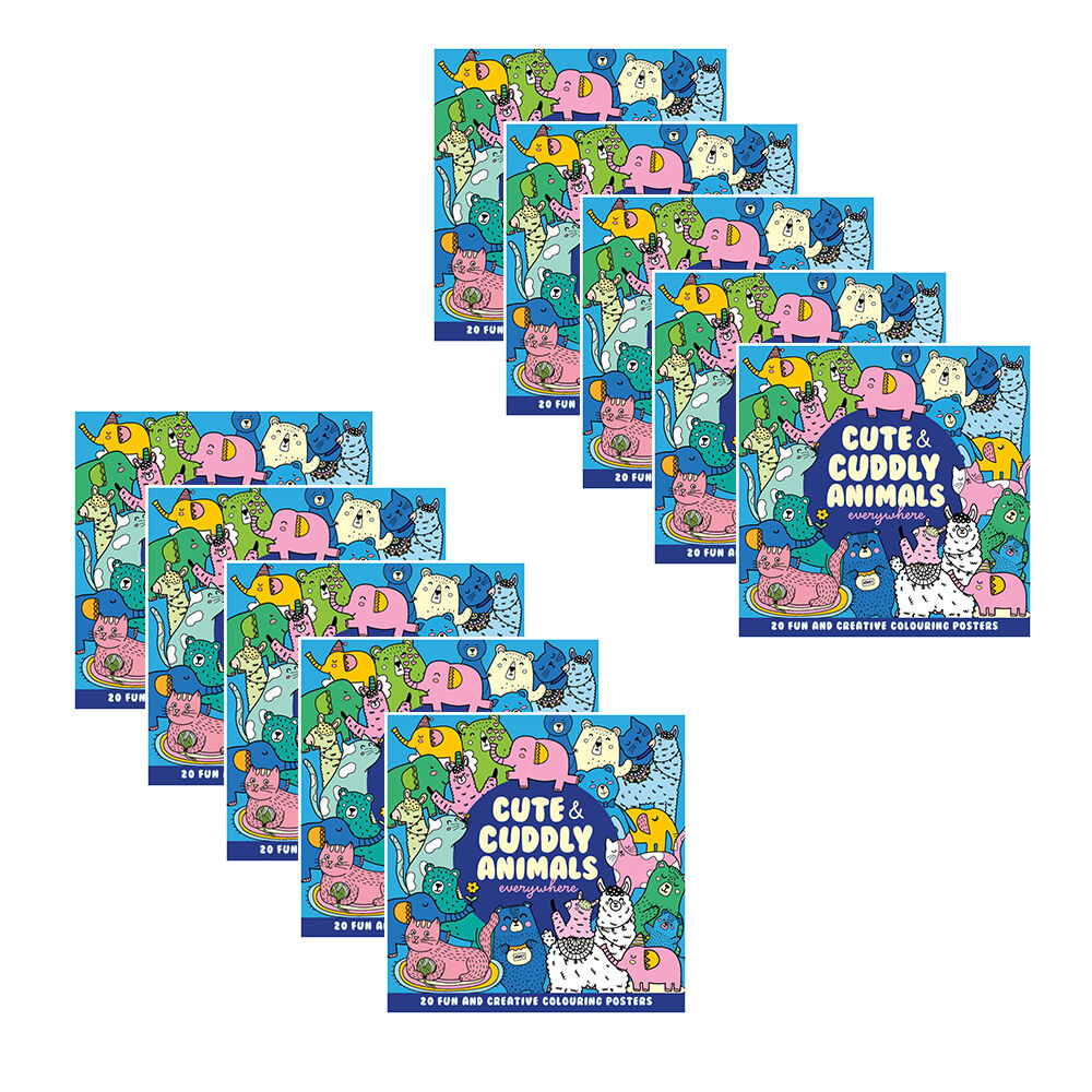 10PK Hinkler Young Mandala Cuddly Animals Everywhere Coloring Book Kit Posters
