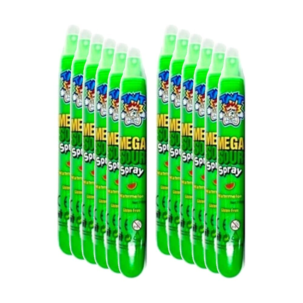 12PK TNT Mega Spray Watermelon & Grape 110ml Fruity Sour Gummies - Assorted