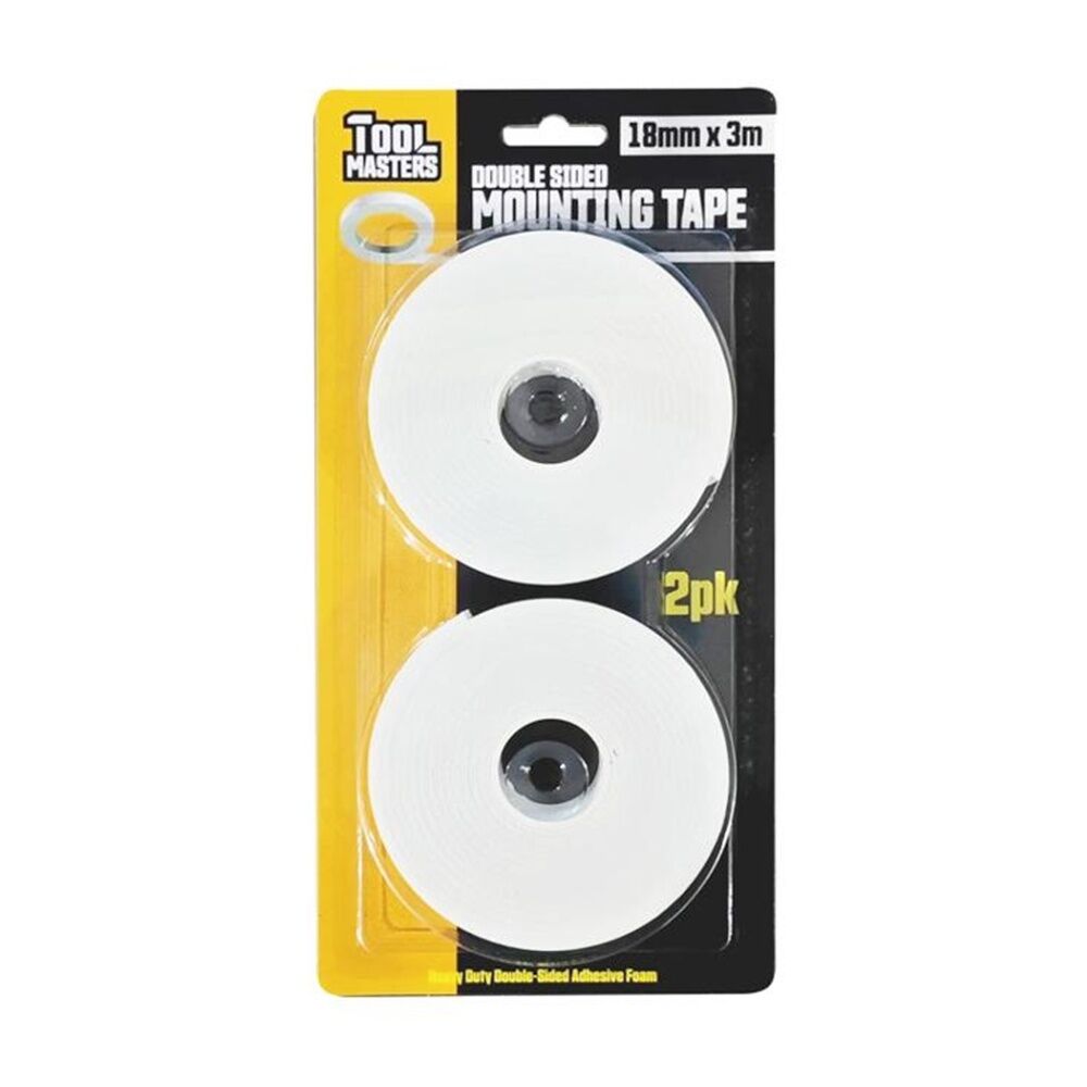 24x 2pc Tool Masters Double Sided Mounting Tape Rolls 18mm x 3m White