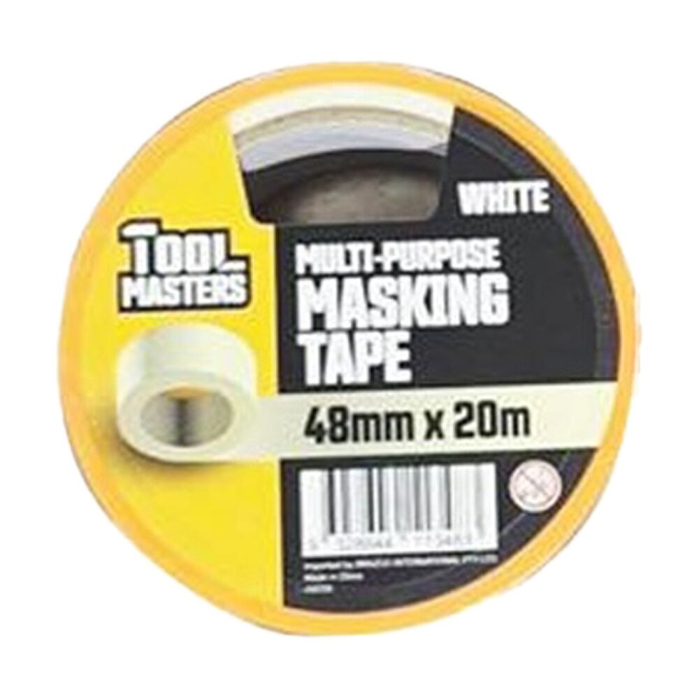 12PK Tool Masters Multi-Purpose Masking Tape Rolls 48mm x 20m White
