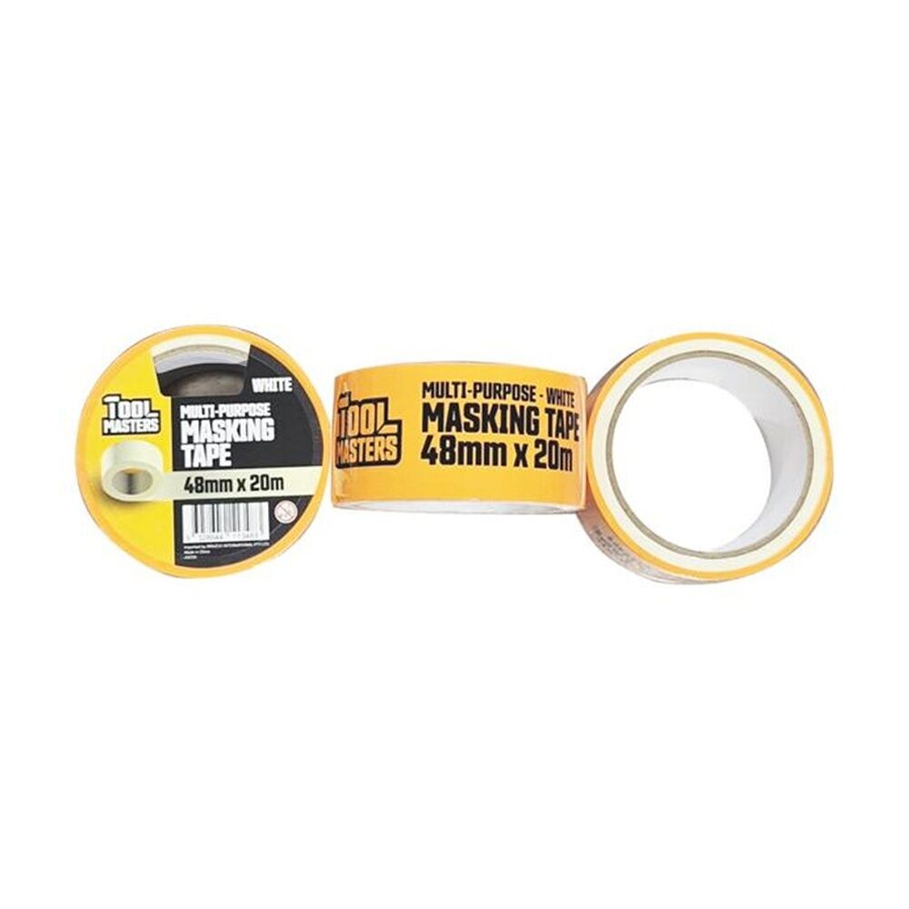 12PK Tool Masters Multi-Purpose Masking Tape Rolls 48mm x 20m White