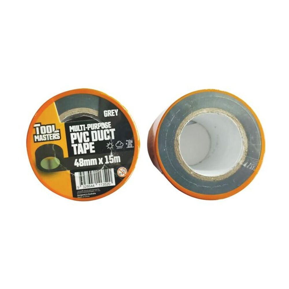 24PK Tool Masters PVC Multi-Purpose Weatherproof Duct Tape Roll 48mm x 15m Grey