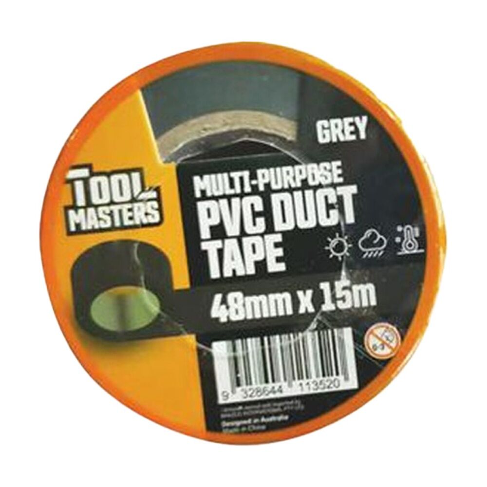 24PK Tool Masters PVC Multi-Purpose Weatherproof Duct Tape Roll 48mm x 15m Grey