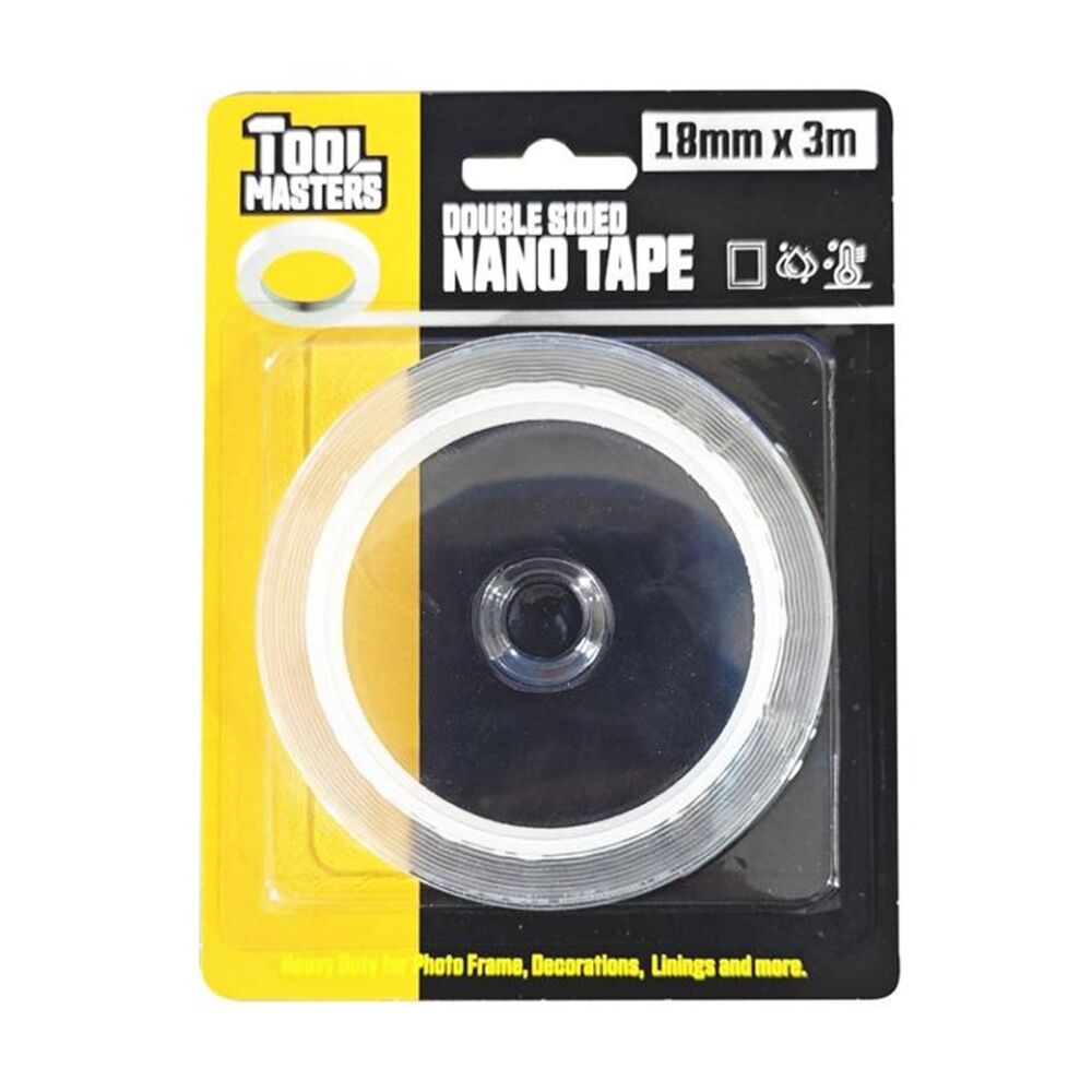 12PK Tool Masters Double Sided Nano Transparent Tape 18mm x 3m Clear