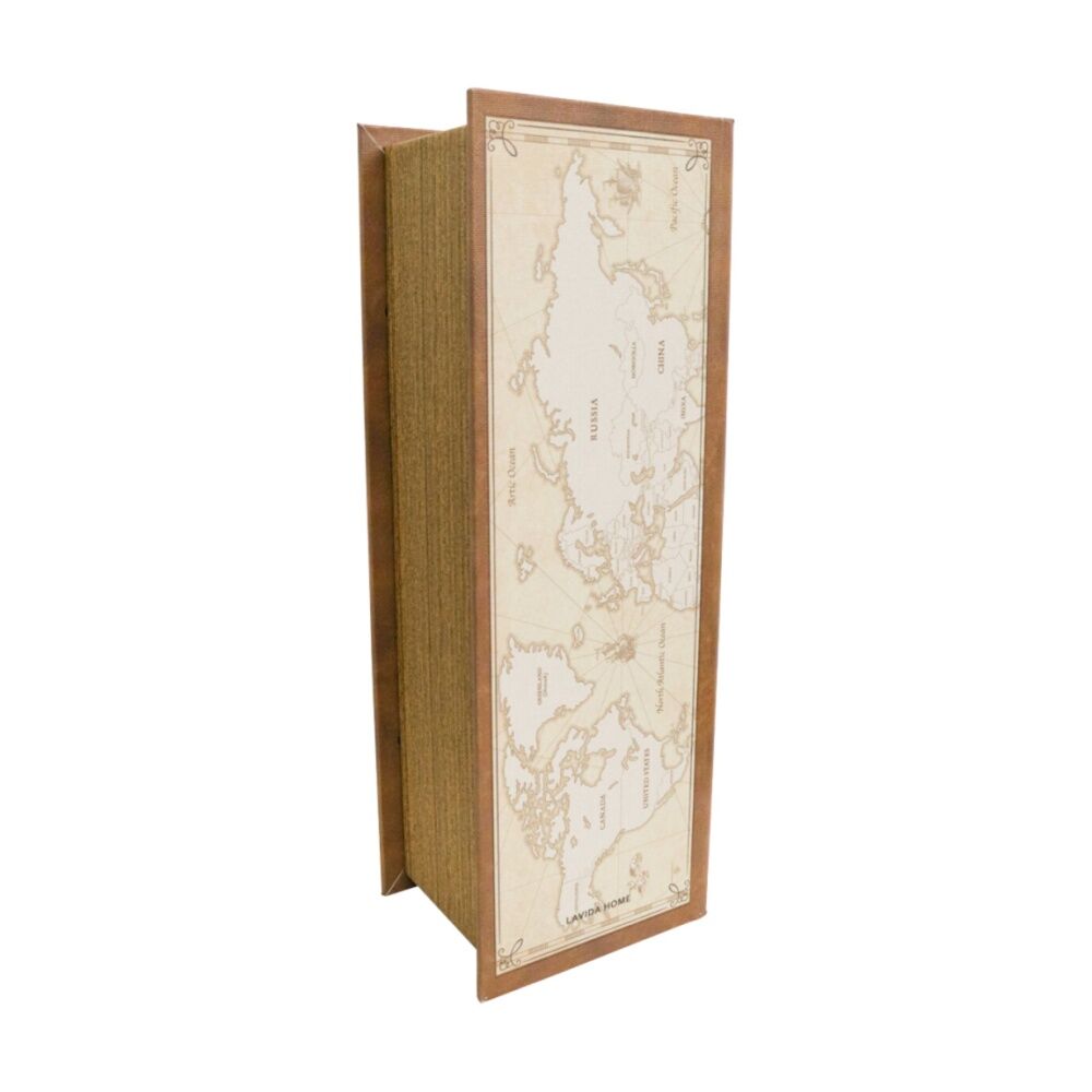 2PK LVD Decorative World Map Wine Box Home & Living Decor 12.5x10x36cm