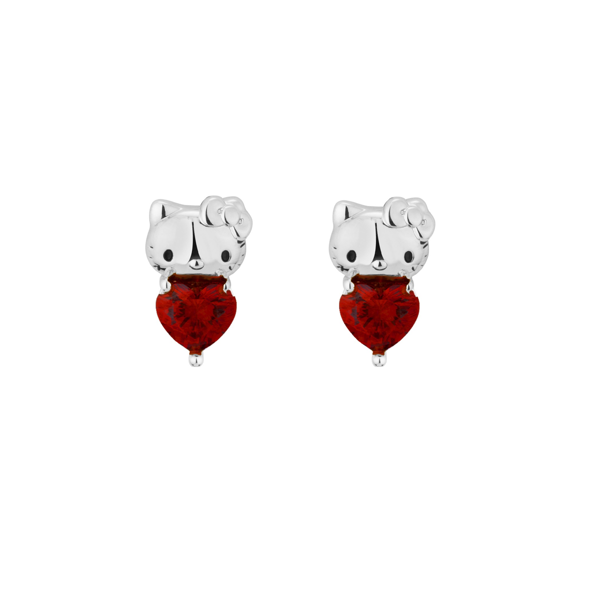 Couture Kingdom Hello Kitty January Stud Earrings Silver White Gold Plated 5y+