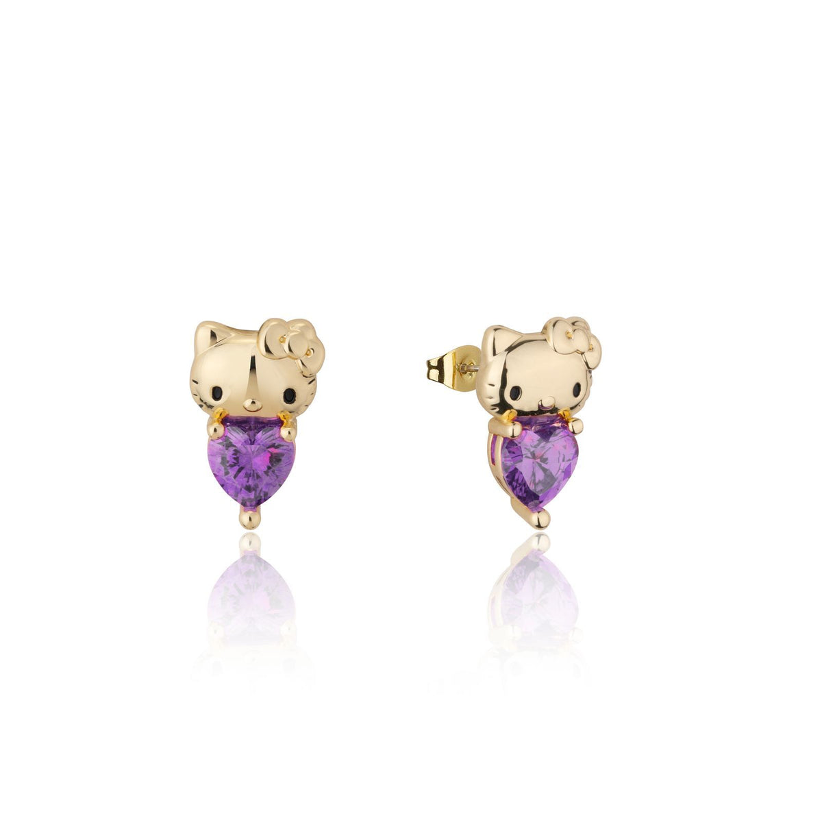 Couture Kingdom Hello Kitty February Stud Earrings Gold Plated Brass 5y+
