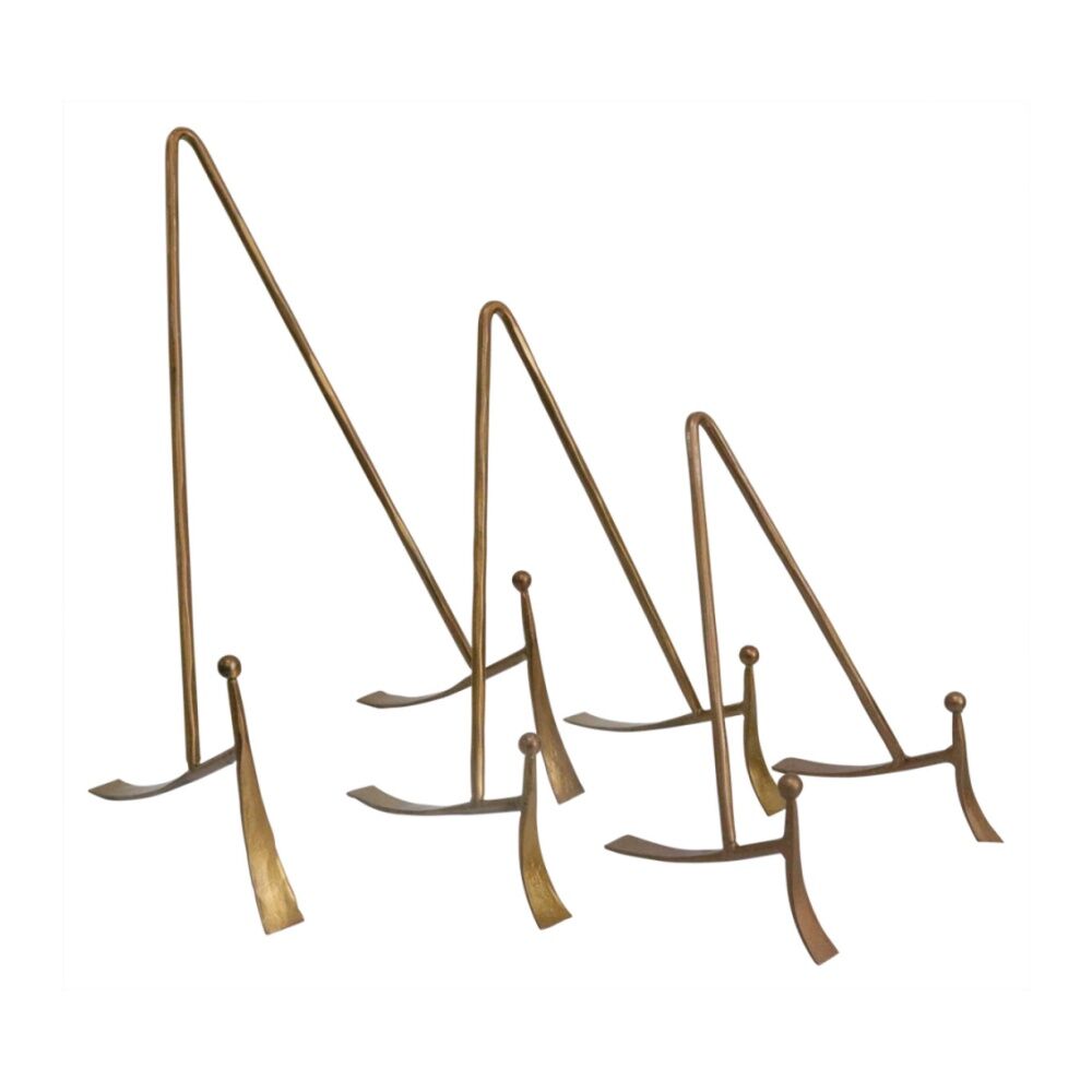 4PK LVD Medium Handcrafted Metal Brass Plate Stand Accessory 19x11.75x11.5cm