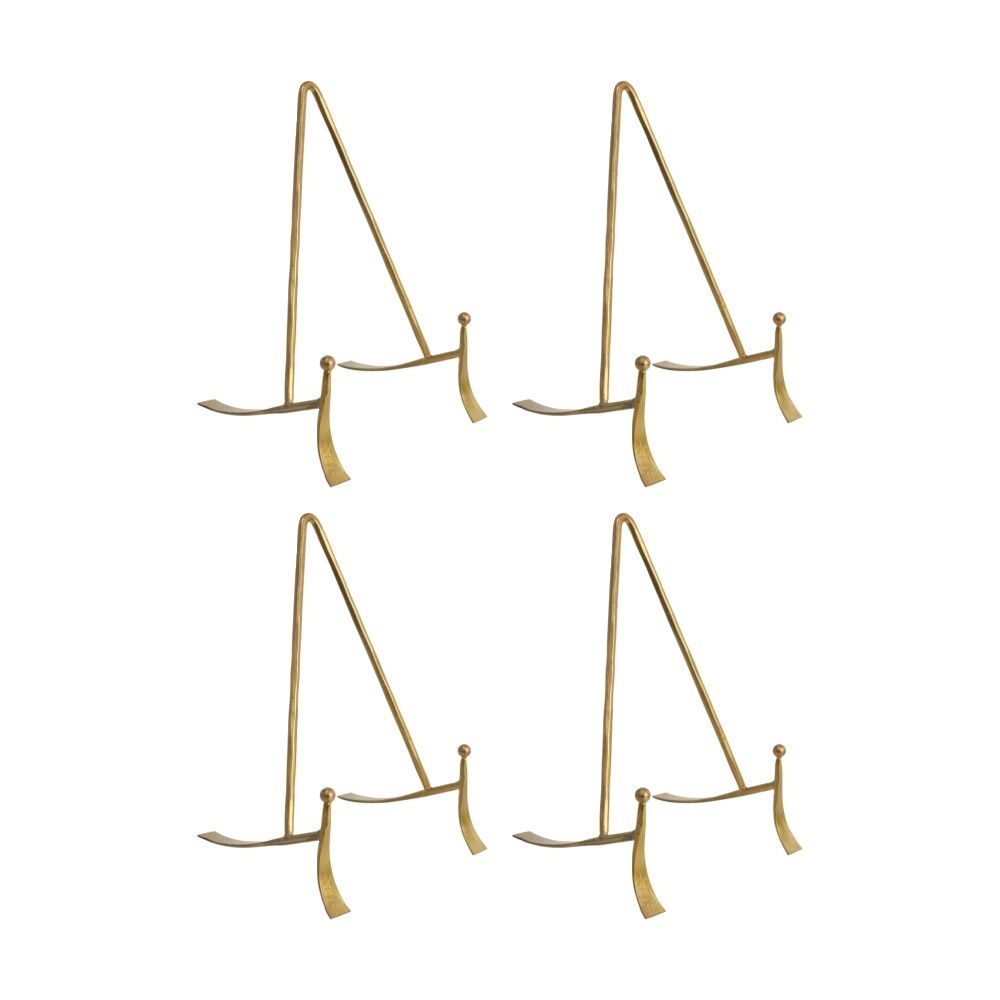 4PK LVD Medium Handcrafted Metal Brass Plate Stand Accessory 19x11.75x11.5cm