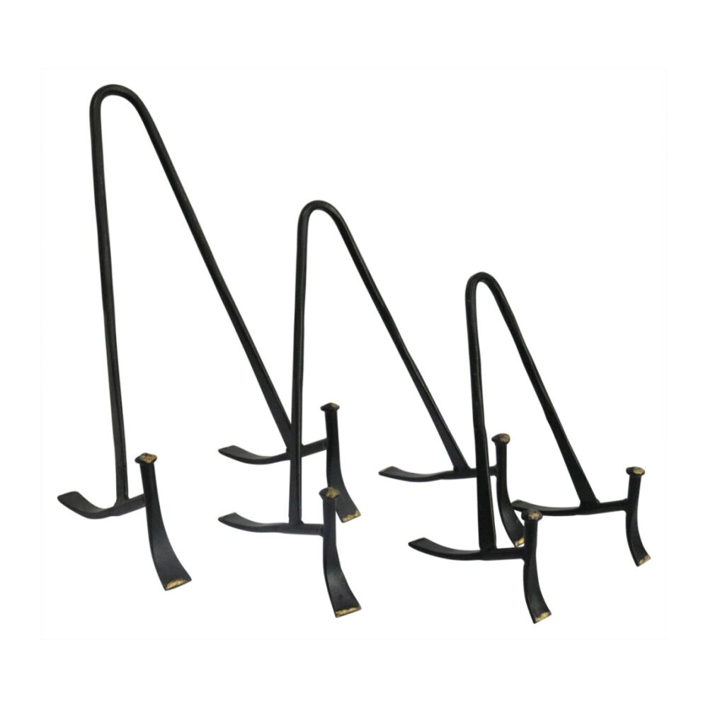 2PK LVD Small Handcrafted Black Matte Metal Plate Stand Accessory 15x9x9cm