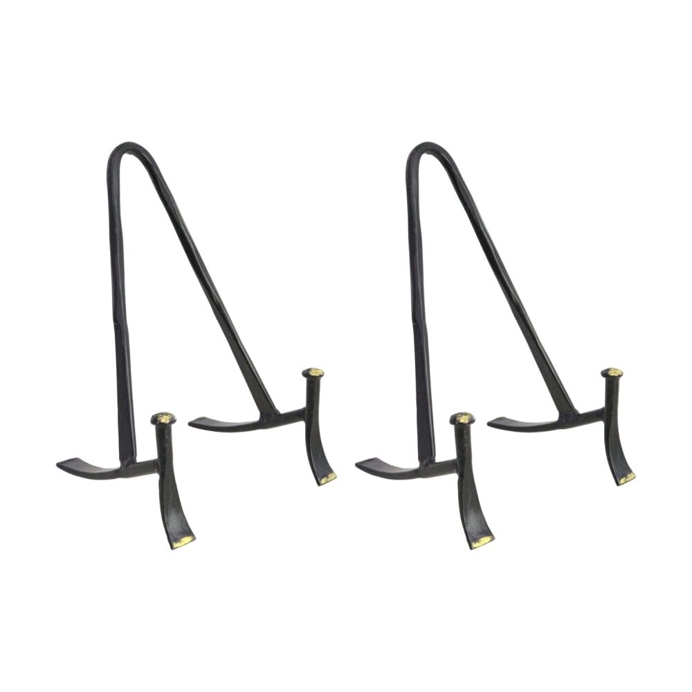 2PK LVD Small Handcrafted Black Matte Metal Plate Stand Accessory 15x9x9cm