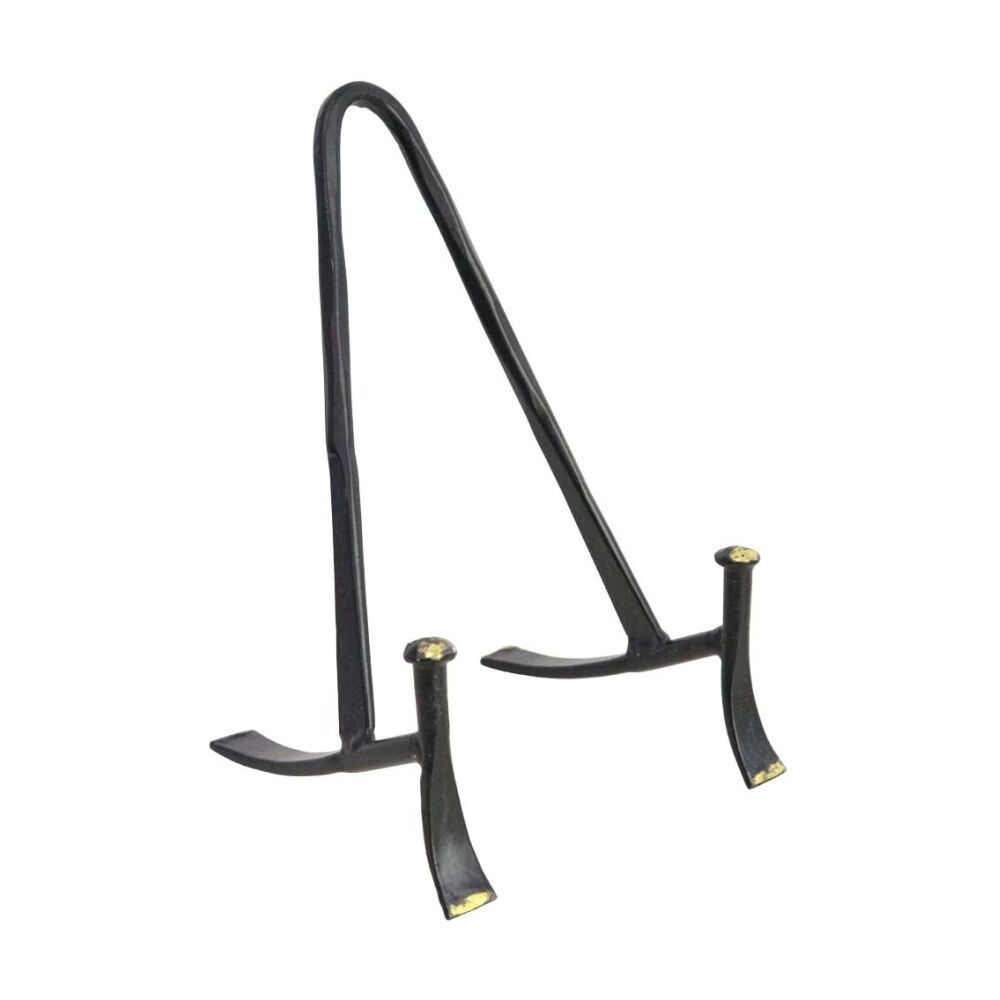 2PK LVD Small Handcrafted Black Matte Metal Plate Stand Accessory 15x9x9cm