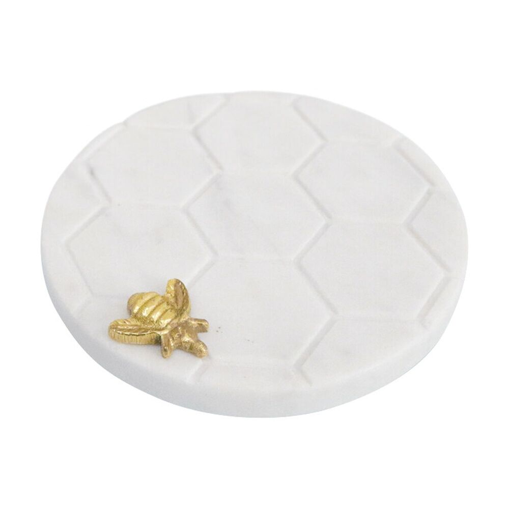 8PK LVD Handcrafted Marble Honeycomb Bee Coaster Tableware 10x10cm