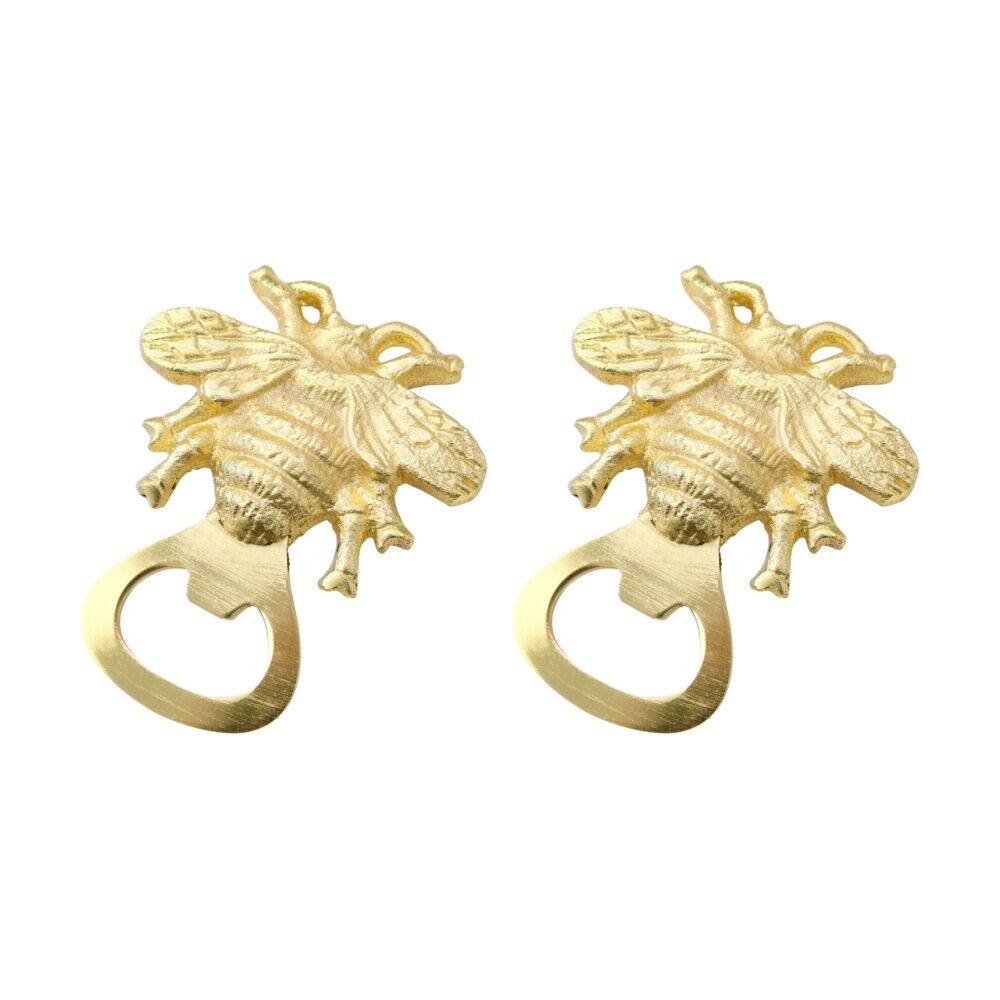 2PK LVD Bee Metal Drinkware/Barware Home Decor Bottle Opener Gold 10x9cm