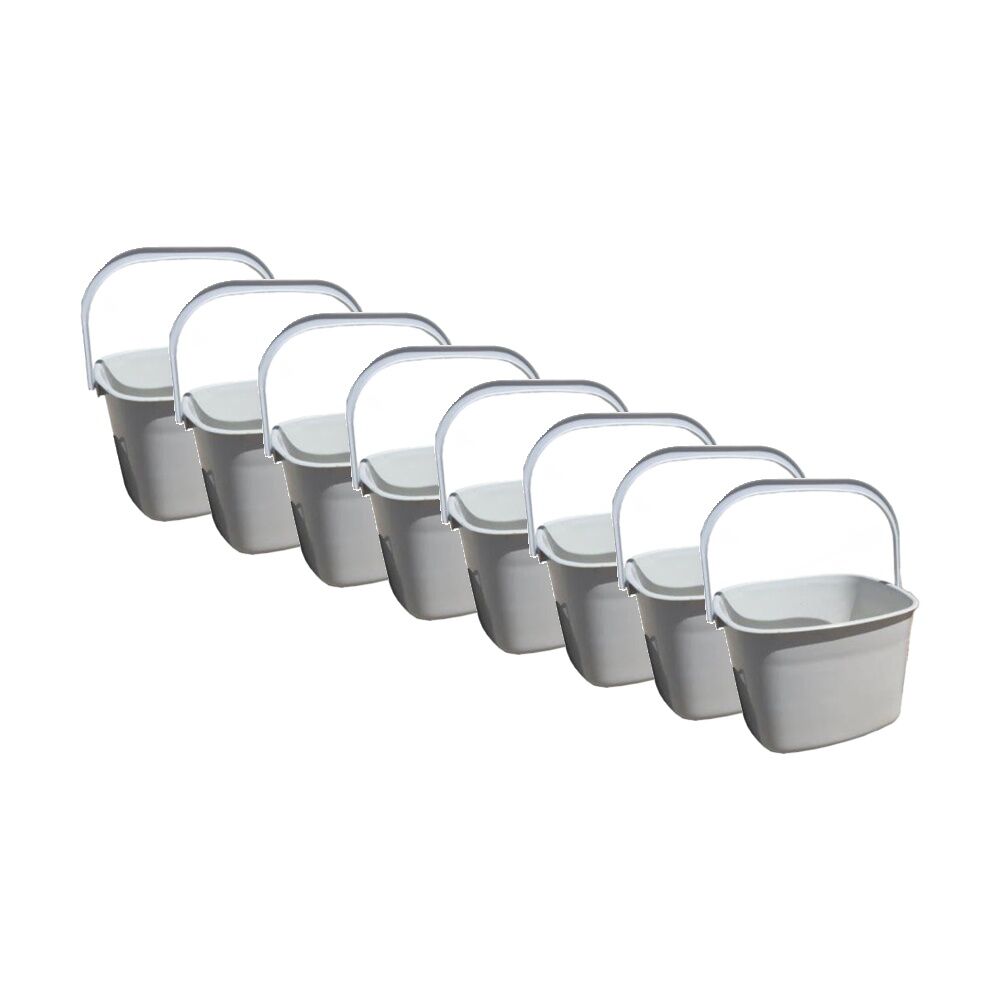 8PK Braz Square Handy Cleaning Bucket W/ Handle 24x24x16cm Multi Colour Assorted