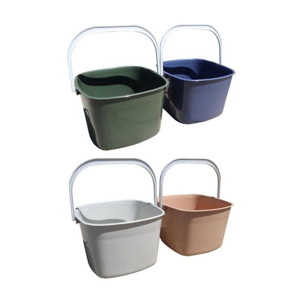 8PK Braz Square Handy Cleaning Bucket W/ Handle 24x24x16cm Multi Colour Assorted
